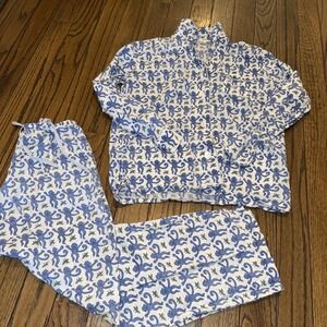 Roller Rabbit Pajamas Blue Monkeys -  READ DESCRIPTION- HAS WEAR And STAIN